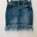 Black Label fringe denim mini skirt sz small Photo 0