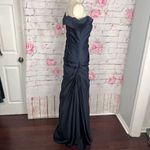 La Femme  nwt navy Off the Shoulder satin gown Photo 5