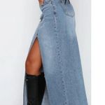 White Fox Boutique Take My Picture Denim Maxi Skirt – Blue Wash. size XS. NWT Photo 1