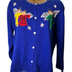 Vintage Y2K Avery Isle Button Front Cardigan Angels Whipstitch Royal Blue L Size L Photo 0