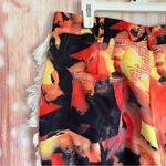 Micas  Orange Abstract Print Fringe Trim Pants Photo 10