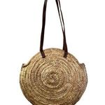 Handmade Woven Grass Tote Circle  Summer Beach Bag Natural Straw Maxi Photo 0