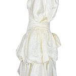 Vintage 80s Handmade Short Off White Retro Wedding Prom Dress Puff Sleeve Bow XS Photo 2