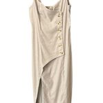 Anthropologie  Sleeveless Square-Neck Linen Button Wrap Midi Dress Photo 0