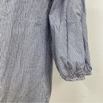 Loft  Blue & White Striped Off Shoulder Embroidered Floral Appliqué Womens Top M Photo 3