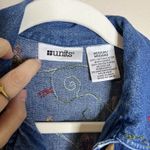 vtg embroidery jacket Denim Floral Boho Maximalist Lagenlook Indie M Festival Blue Size M Photo 4