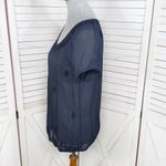 Lucky Brand Embroidered Sheer Chiffon Tee Shirt Navy Blue XS Photo 1