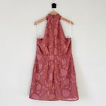 Lulus NEW Chic Demeanor Rusty Rose Floral Jacquard Halter Mini Dress Size L Photo 4
