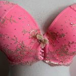Victoria's Secret • Bright Pink Lace Rhinestone Padded Demi Bra Photo 2