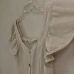 ZARA  button up ruffle sleeve linen blend *belted cream A-line mini dress S Photo 8