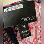 Greylin  | Women Leeman Sleeveless 100% Silk Blouse Red Blue Multicolor | Medium Photo 2