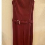 Women's Red Palazzo Pant Jumpsuit small Sleeveless Rhinestone Buckle burgundy Multiple Size M Photo 0
