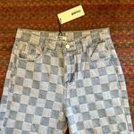 NWT KOLLYY CHECKERED PATCHWORK DENIM JEANS Blue Size 26 Photo 2