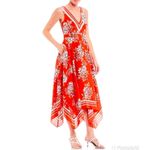 Vince Camuto Red Floral Print Sleeveless Handkerchief Hem Midi Dress Size 4 New Photo 16