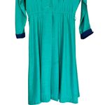 Schrader Sport Petite Vintage 80s Kelly Green Long Sleeve Shirt Dress Size 10P Photo 1