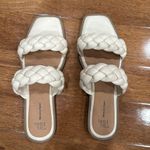 Time and Tru Women’s Braided Two Band Flat Cream Square Toe Sandals Tan Size 7 Photo 3