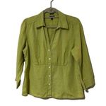 Talbots Irish Linen Blouse Women's Spring Green Size 16P Photo 0