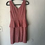 Nanette Lepore Dress Womens 4 Red White Striped Peplum Fitted Bow Detail NYC Photo 8