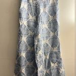 Joie  Women Blue White Leaf 100% Linen Cropped Wide Leg Pants elastic waist S Photo 0