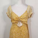 Derek Heart  Yellow Floral Mini Dress with Cutout Size Large Floral Boho Dress Photo 2