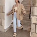 ZARA  Women Pleated Sleeve Blazer Light Camel Size US Medium‎ Photo 5