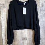 Isabel XXL Black Ribbed Cropped Maternity Crewneck Long Sleeve Top Size undefined Photo 0