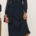 Reformation Morganna Midi Dress in Navy Blue Photo 1