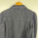 BLANK NYC Black Denim Jacket Sz L Puff Sleeve Frayed Hem Cropped Grunge Goth Photo 5