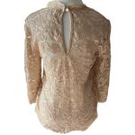 Shilla  Chic Lace Blouse in Cream Pink Size Small Office Bohemian Business Casual Photo 3