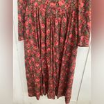 Laura Ashley Vintage Floral Dress Sz 8 Brown Pink Sleeve Basque Waist Wool Blend Photo 8