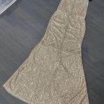 Modern Metallic Gold Sequin Mermaid Sleeveless Evening Long Dress Size M Photo 8