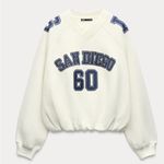 ZARA  White Varsity San Diego Sweatshirt Sz S Photo 4