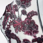 Vintage Floral Print Wool Blend Rectangle Scarf Gray Red White Multiple Photo 1