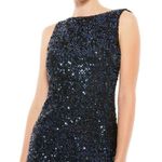 Mac Duggal Midnight Blue Cowl Back Boat Neck Sequined Evening Gown 12 $398 26331 Photo 3