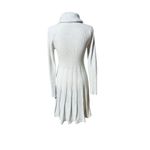 Calvin Klein Knit Ribbed Sweater Dress Cream Sparkle Cowl Size M Photo 6