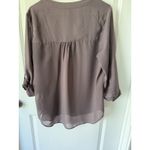 Maurice's Taupe V Neck Roll Tab Sleeve Pocket Blouse Women's XL Photo 6