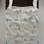 Tommy Hilfiger NWOT  Ivory Sleeveless Blouse Top Size 1X Button Up Back Sailboats Photo 2