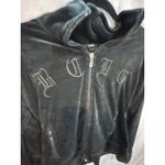 BCBGMAXAZRIA BCBG Velour Zip Up Hoodie Black Gothic Script Logo Women's Size Medium Photo 1