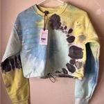 BDG Urban Outfitters Tye Dye Cropped Sweatshirt Crew Neck Blue Yellow NEW NWT Photo 4
