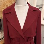 EXPRESS Burgundy Belted Long Trench Coat Size Medium Photo 1