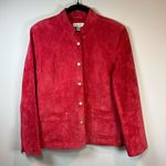 David Brooks Suede Jacket Red Snap Front Moto Minimalist Women's Sz Large Petite Photo 0