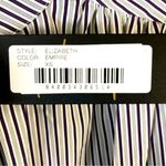Petersyn Elizabeth Puffed Sleeve Blouse Empire Striped Boxy Poplin XS NWT Purple Photo 6