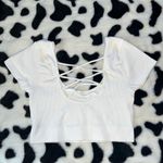 Aerie  White Crisscross Back Crop Top Photo 1