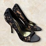 Joey O Women’s Black Lace Peep Toe Stiletto Heels Size 8.5 Photo 0