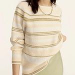 J.Crew Women's Sweater 100% Cashmere Ribbed Stripe S BF015 Pearl Oyster Ash Photo 0