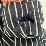 Isaac Mizrahi  Charcoal Grey and White Striped Top Pajama Set Photo 5