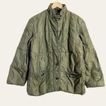 Bill Blass Vintage Olive Green Down Insulated Nylon Quilted Jacket Size L Photo 0
