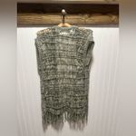 Women's crochet macrame open Knit long fringe Vest no tags see pics boho Green Photo 1