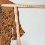 Russell Kemp Large Y2K Slinky Brown Paisley Print 3/4 Top Buttoned Stretch Satin Orange Photo 8