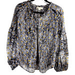 Love stitch long sleeve bohemian boho peasant blouse‎  gold metallic print Sz S Photo 0